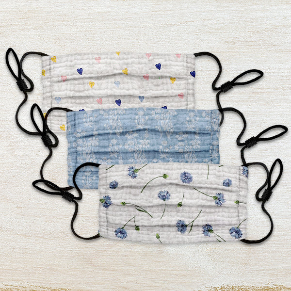 Cotton Clouds Face Masks 3 Pack - Blue Love