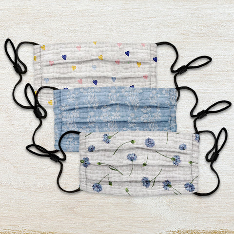 Cotton Clouds Face Masks 3 Pack - Blue Love